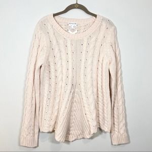 Venus Crew Neck Cable Knit Sweater Lace Up Back